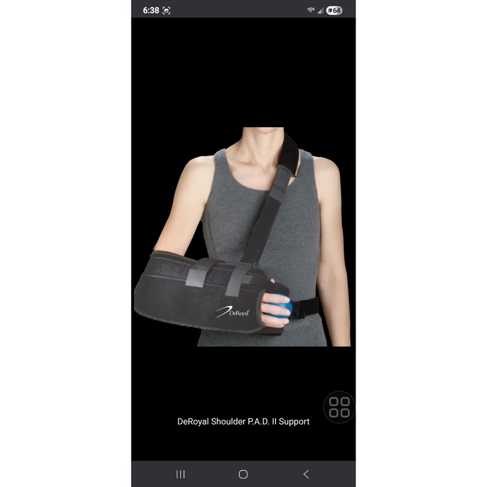 DeRoyal Shoulder P.A.D. II‎ Abduction Immobilizer Sling Large Black